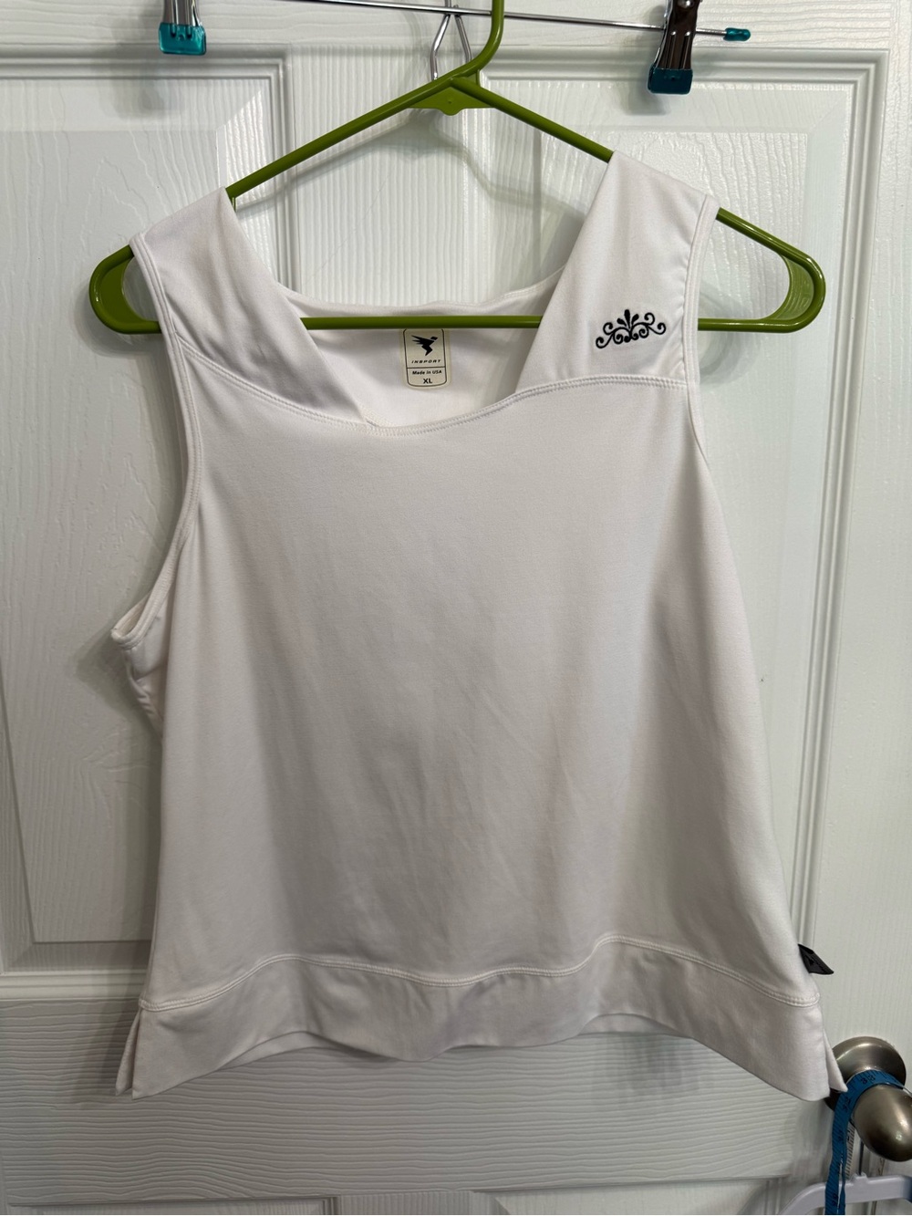 Vintage InSport White Tank Top XL Made in USA Embroidered Y2K Activewear - Picture 1 of 6